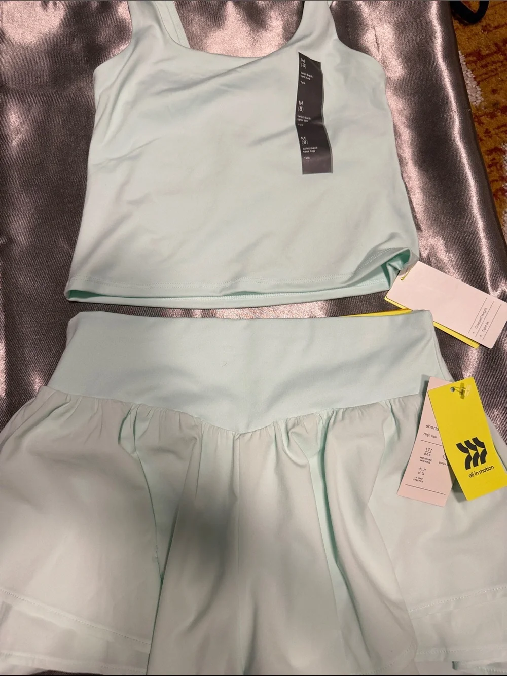 all in motion Mint Green Athletic Crop Top and Skort Set